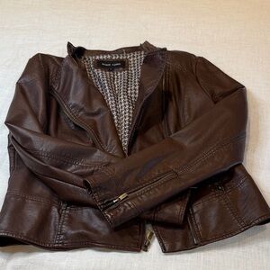 Black Rivet Dark Brown Faux Leather Jacket size Large